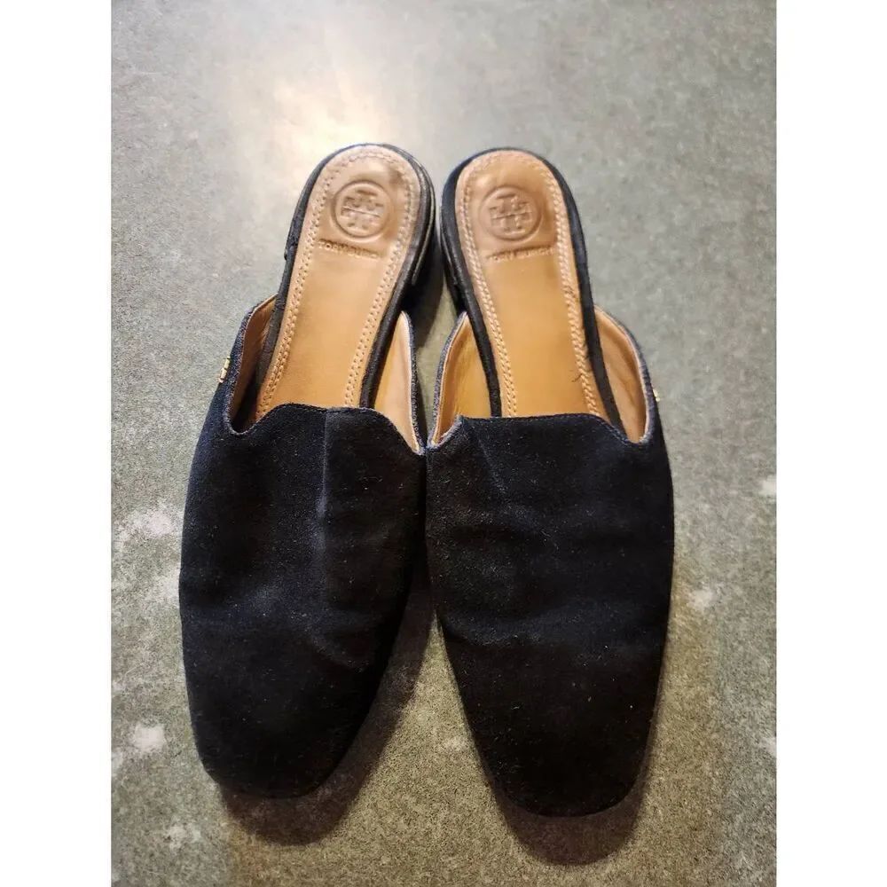 Tory Burch “Carlotta” black suede mules size 7.5